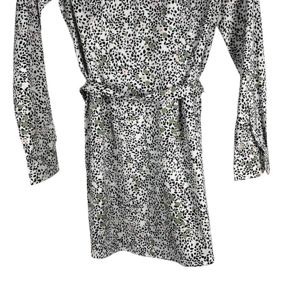 UNTUCKit for Her Phoebe Floral Belted Long Sleeve Shirt Dress in White Size 6 - Picture 7 of 10